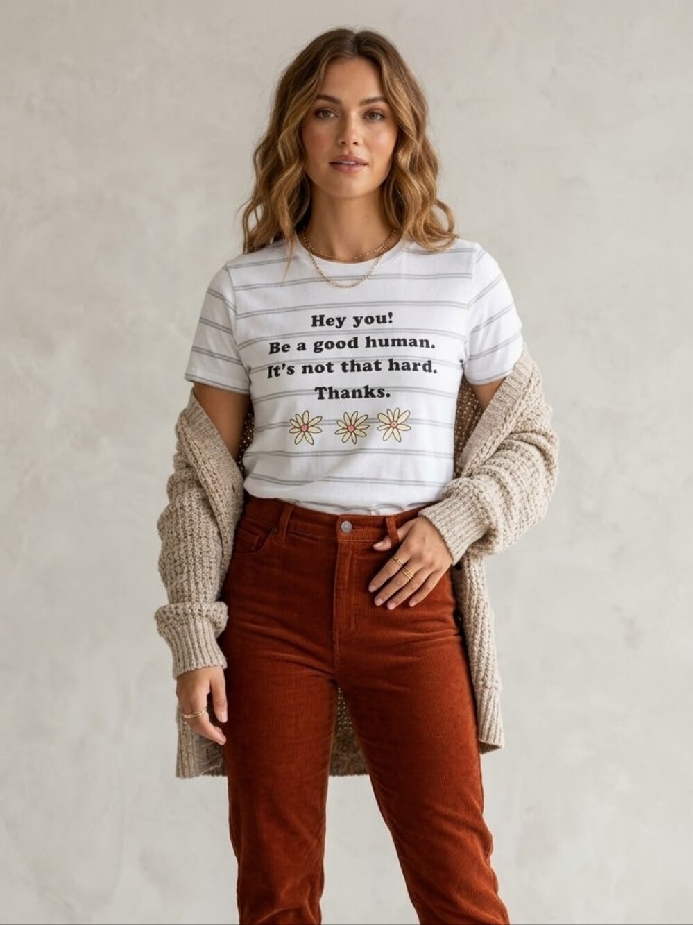 JV by Jac Vanek Women's Size Large "Be A Good Human" Graphic Tee